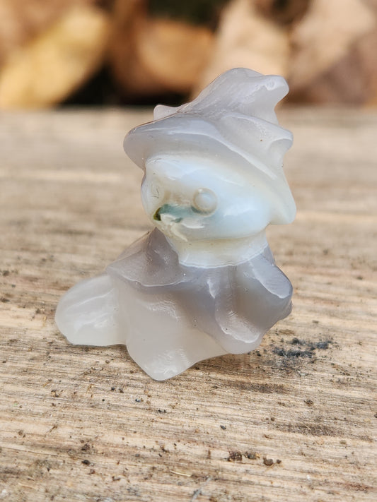 Agate Cat on a Broomstick mini-carving