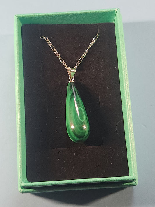 Malachite 925 Sterling Silver Teardrop Necklace