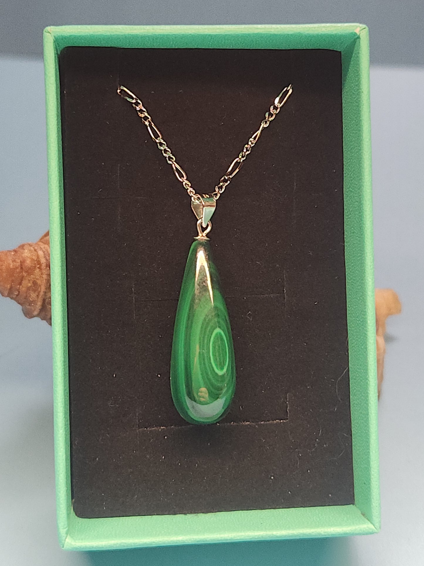 Malachite 925 Sterling Silver Teardrop Necklace