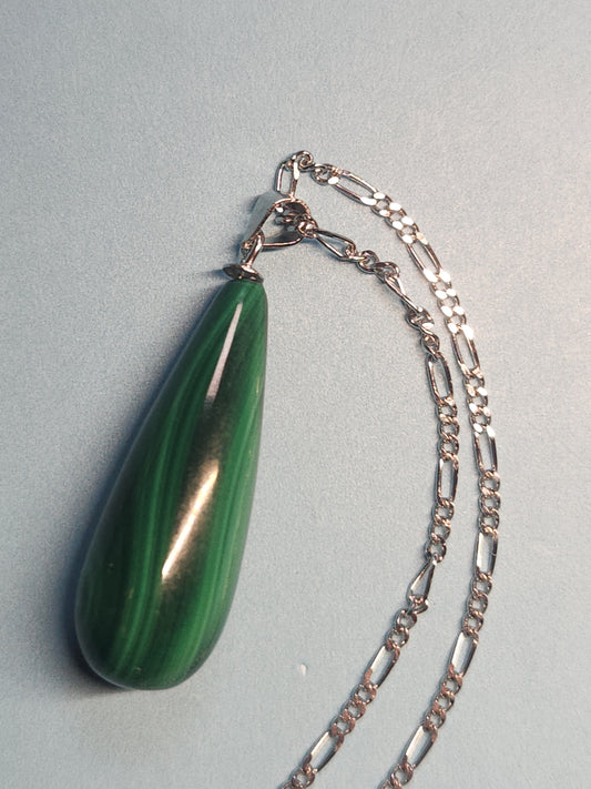 Malachite 925 Sterling Silver Teardrop Necklace