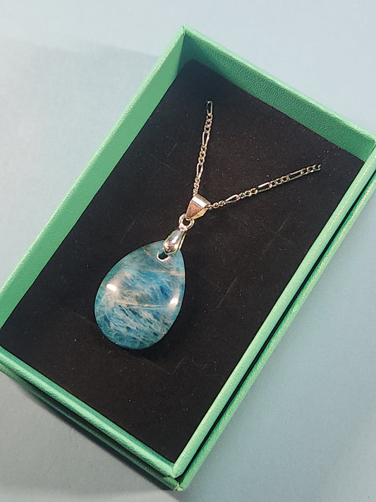 Blue Apatite 925 Sterling Silver Necklace
