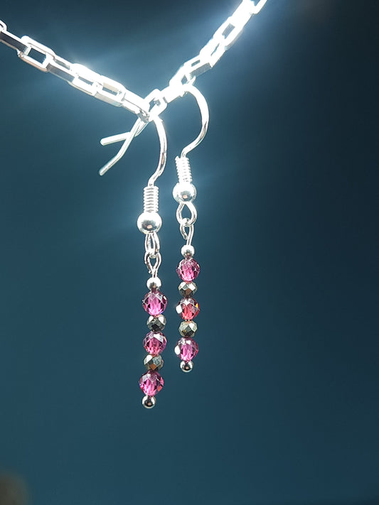 Garnet and Pyrite Faceted Earrings