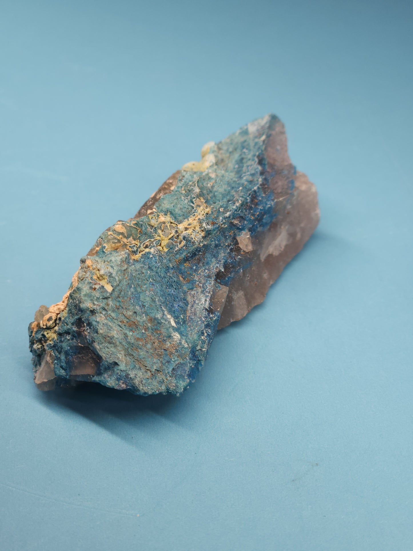 Botryoidal Shattuckite and Smoky Quartz Specimen 43g