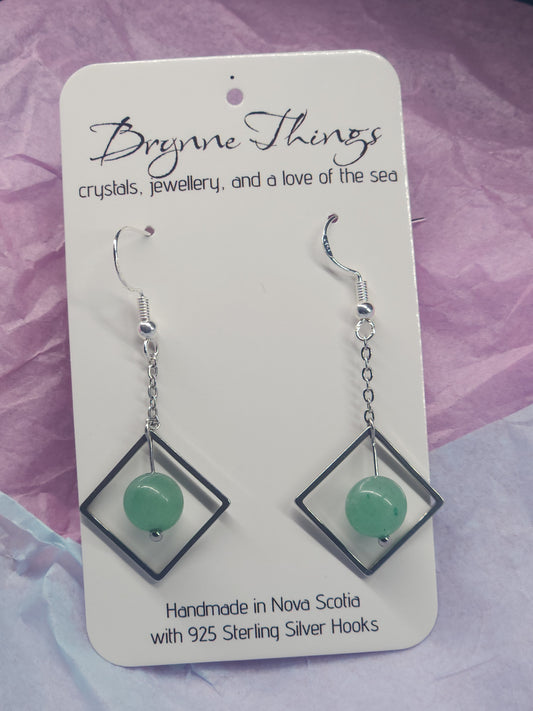 Green Aventurine Diamond Earrings