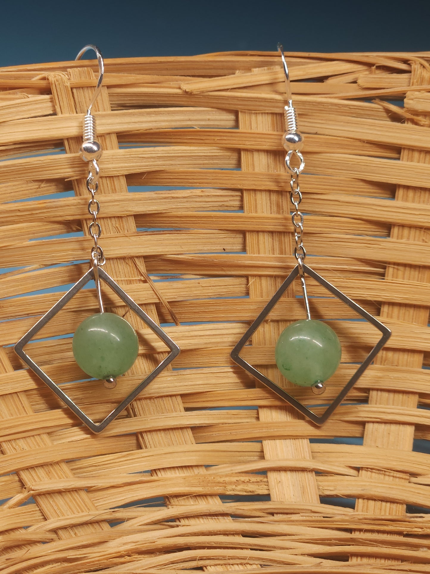 Green Aventurine Diamond Earrings