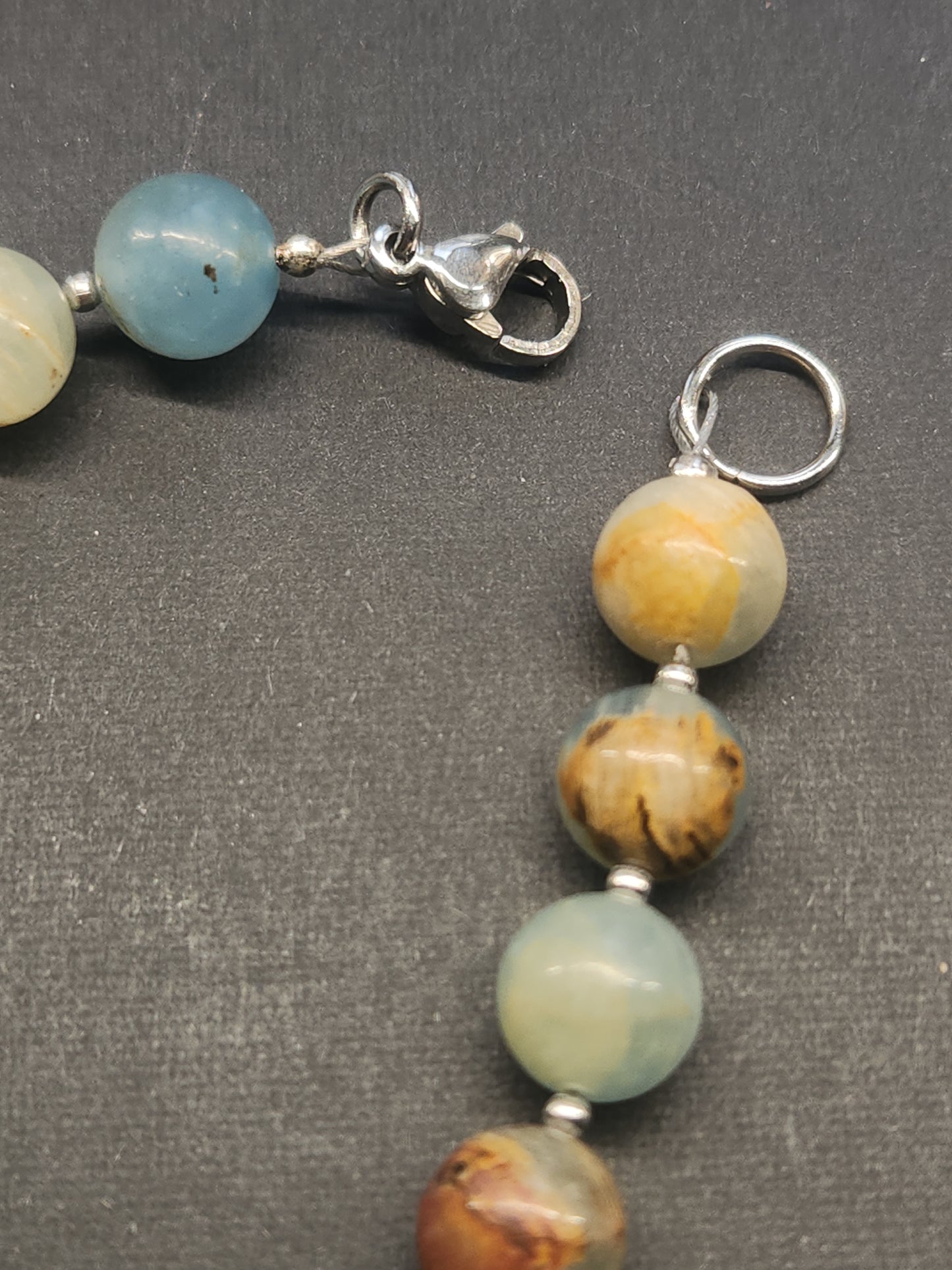 Blue Onyx Stainless Cable Bracelet BOB-001S