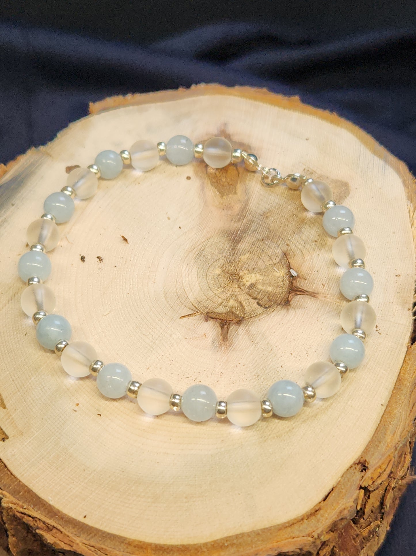 Sponge Quartz and Matte Quartz Bracelet with 6mm Beads BR-03S