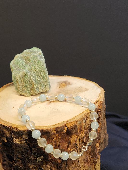 Sponge Quartz and Matte Quartz Bracelet with 6mm Beads BR-03S