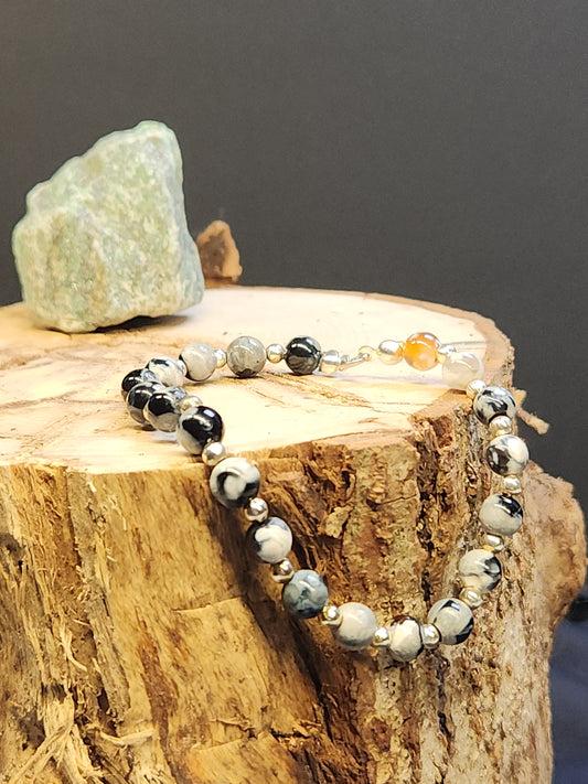 Orca Agate Stretch Bracelet with 6mm Beads BR-06S