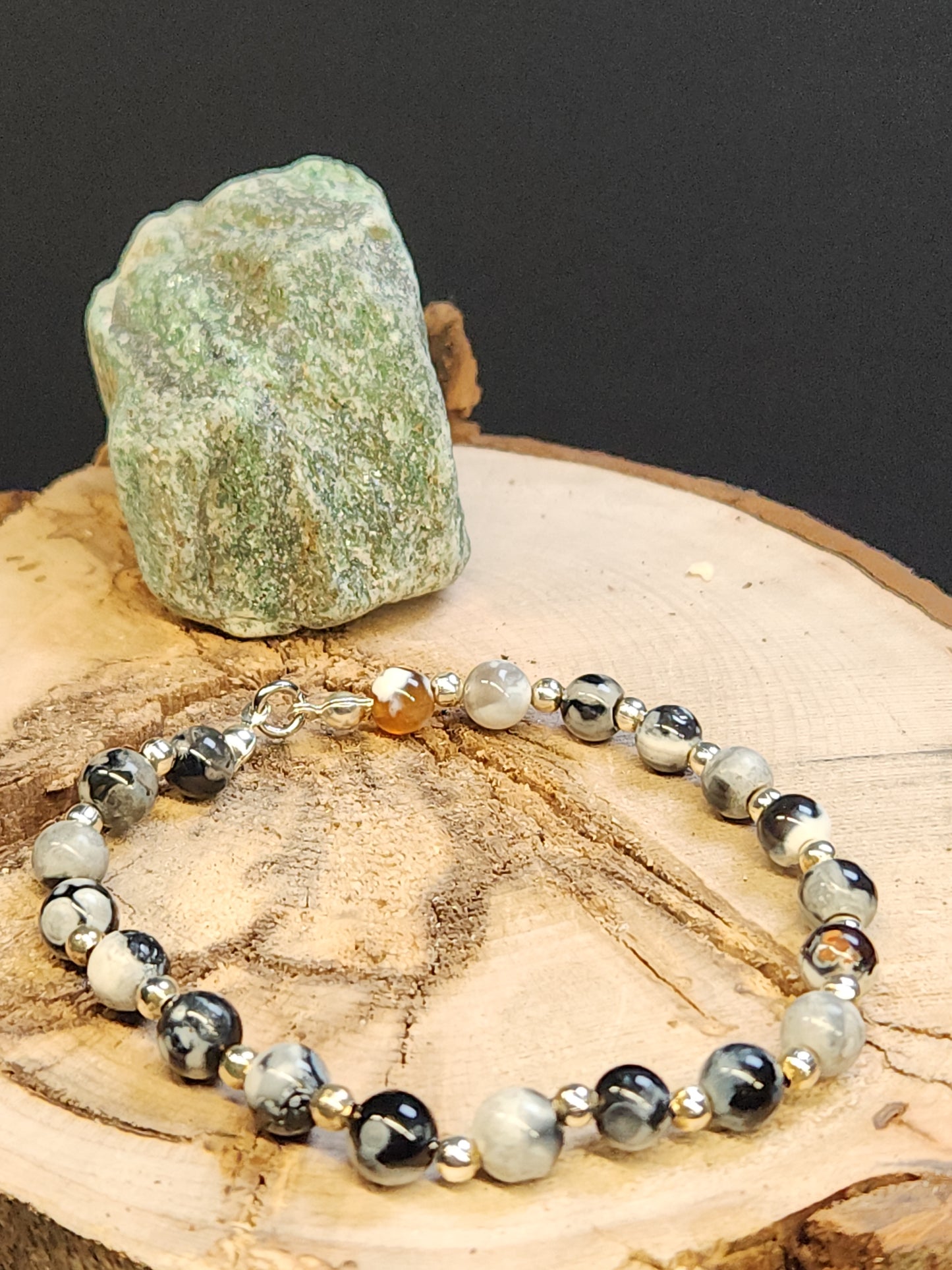 Orca Agate Stretch Bracelet with 6mm Beads BR-06S