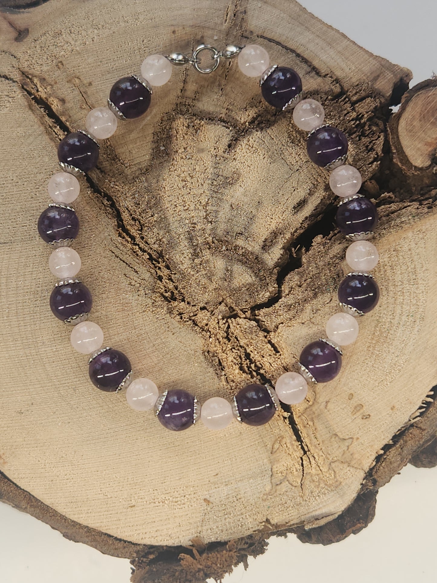 Amethyst & Rose Quartz Stretch Bracelet BR-SAR01S
