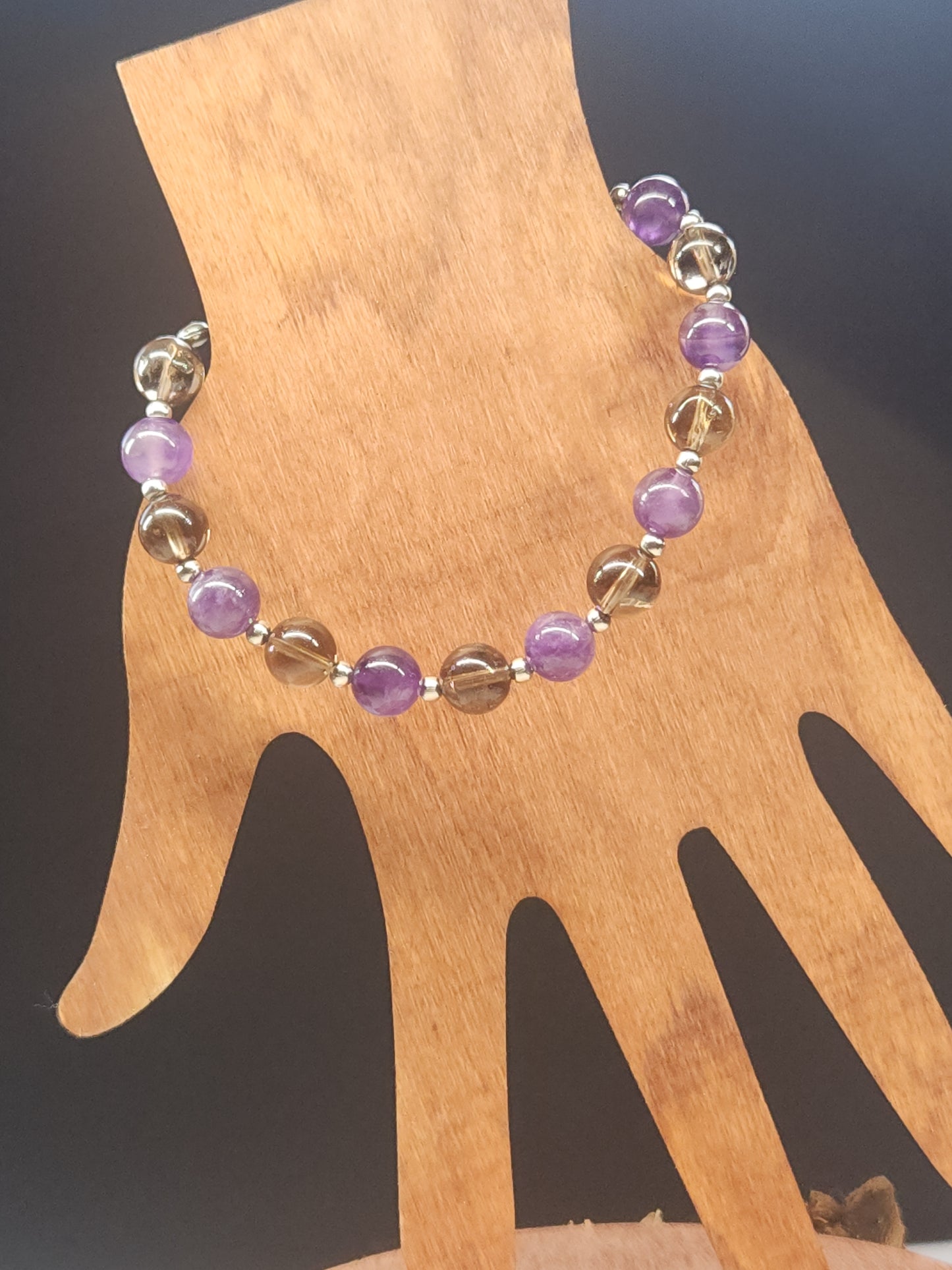 Amethyst & Smokey Quartz Stretch Bracelet BR-SAS01S