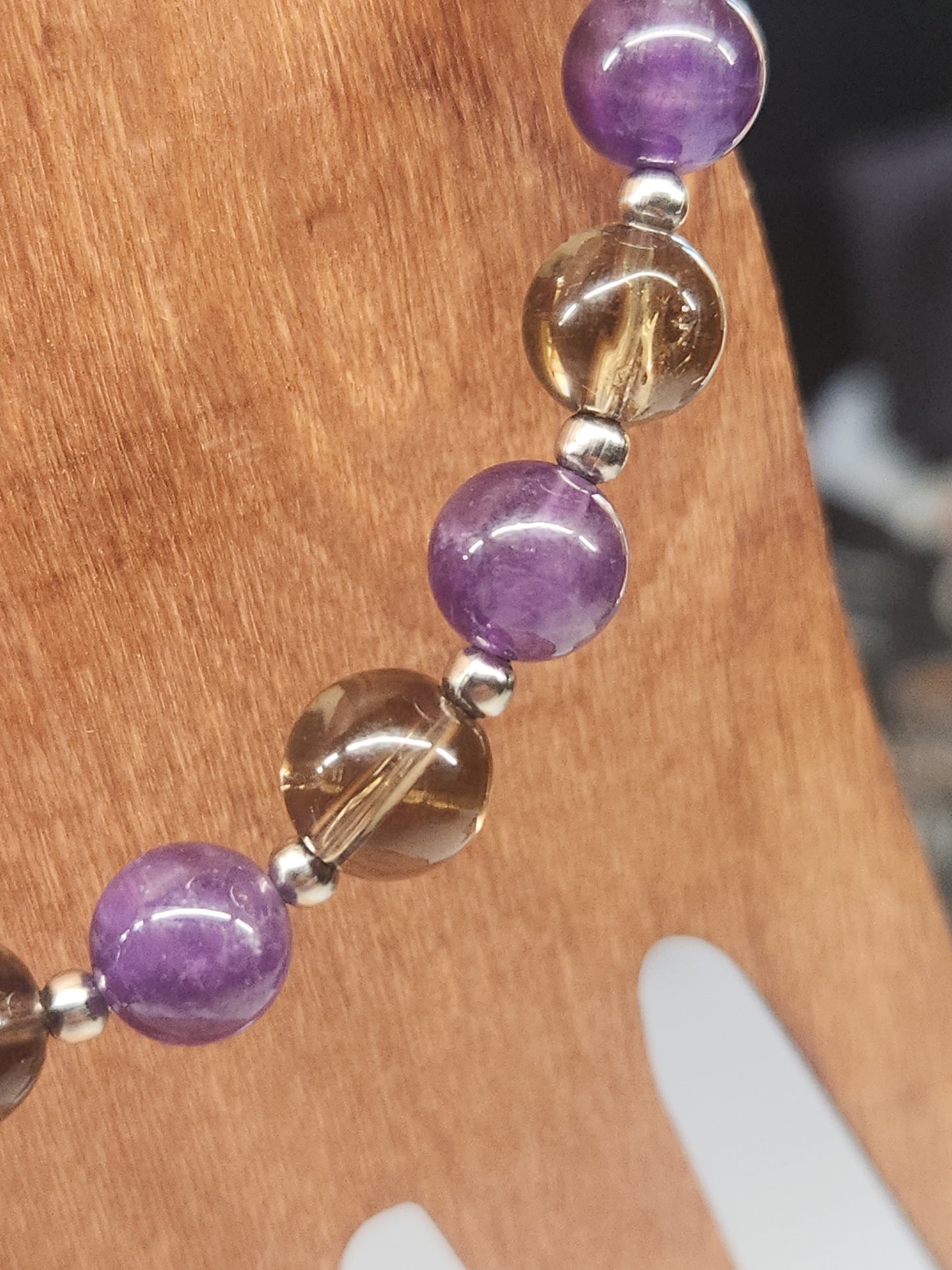 Amethyst & Smokey Quartz Stretch Bracelet BR-SAS01S