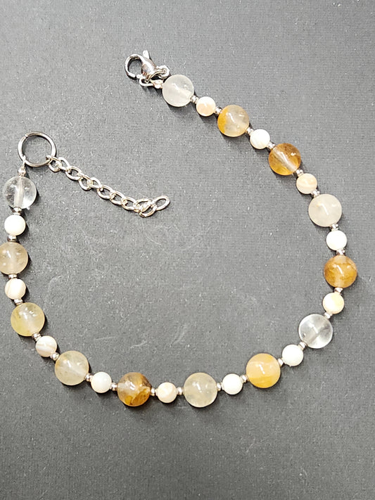 Golden Healer and Shell Bead Stainless Bracelet BRTT-2