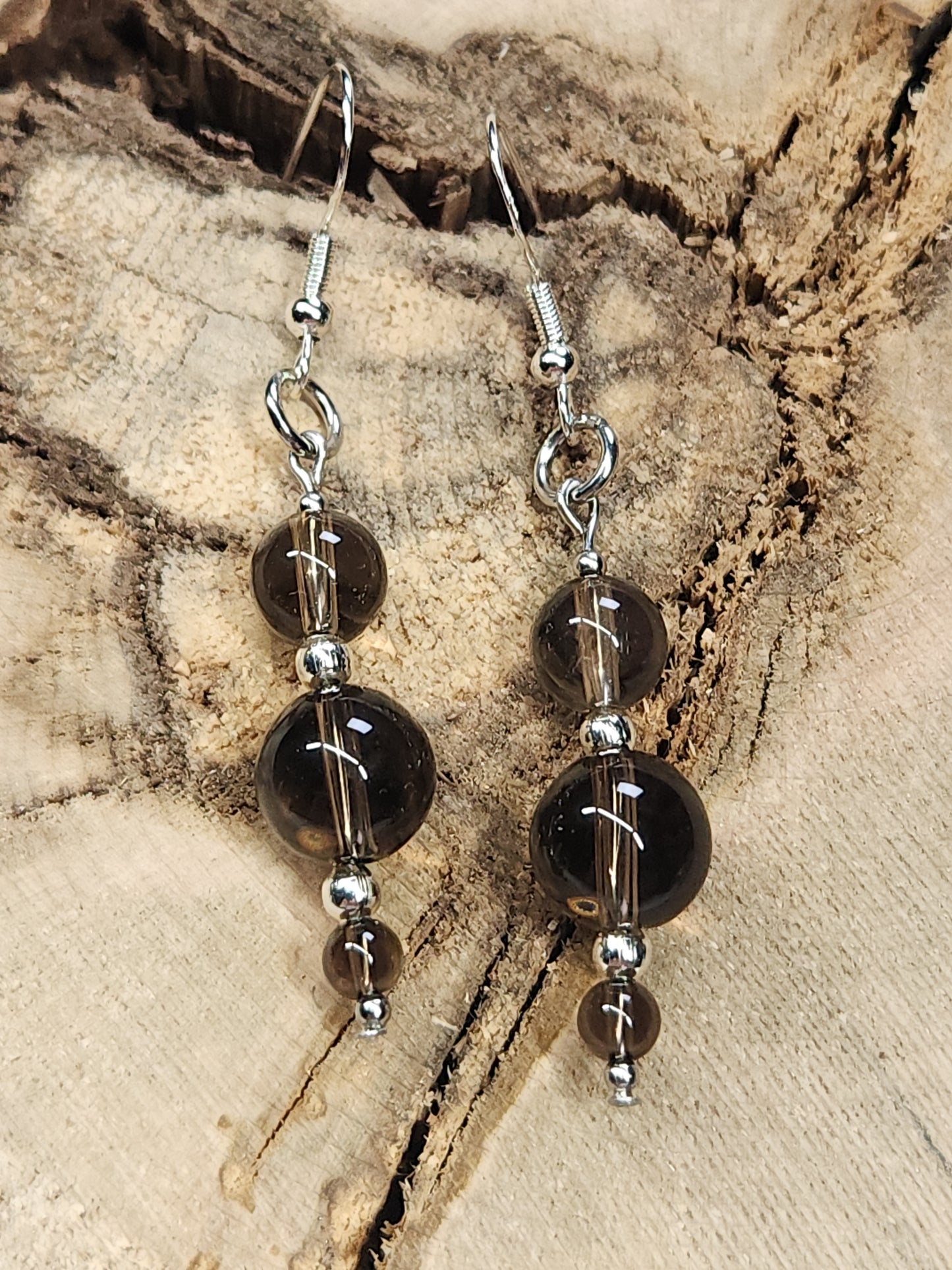 Smokey Quartz Beaded Earrings ER3