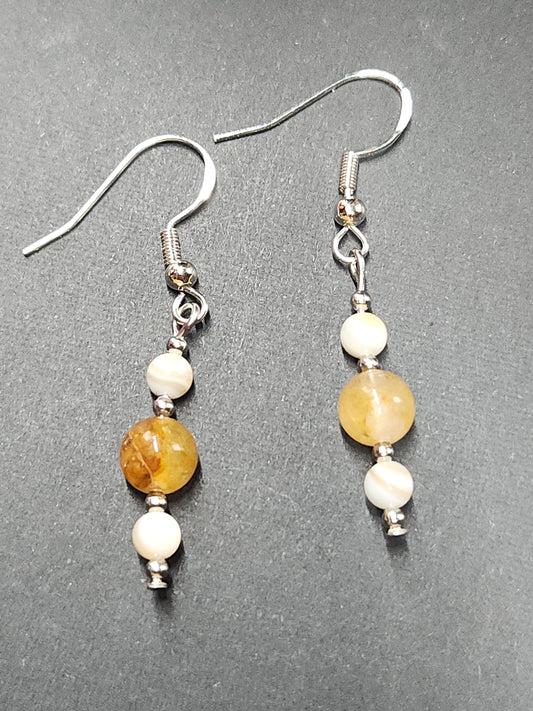 Golden Healer and Shell Bead Earrings ER7