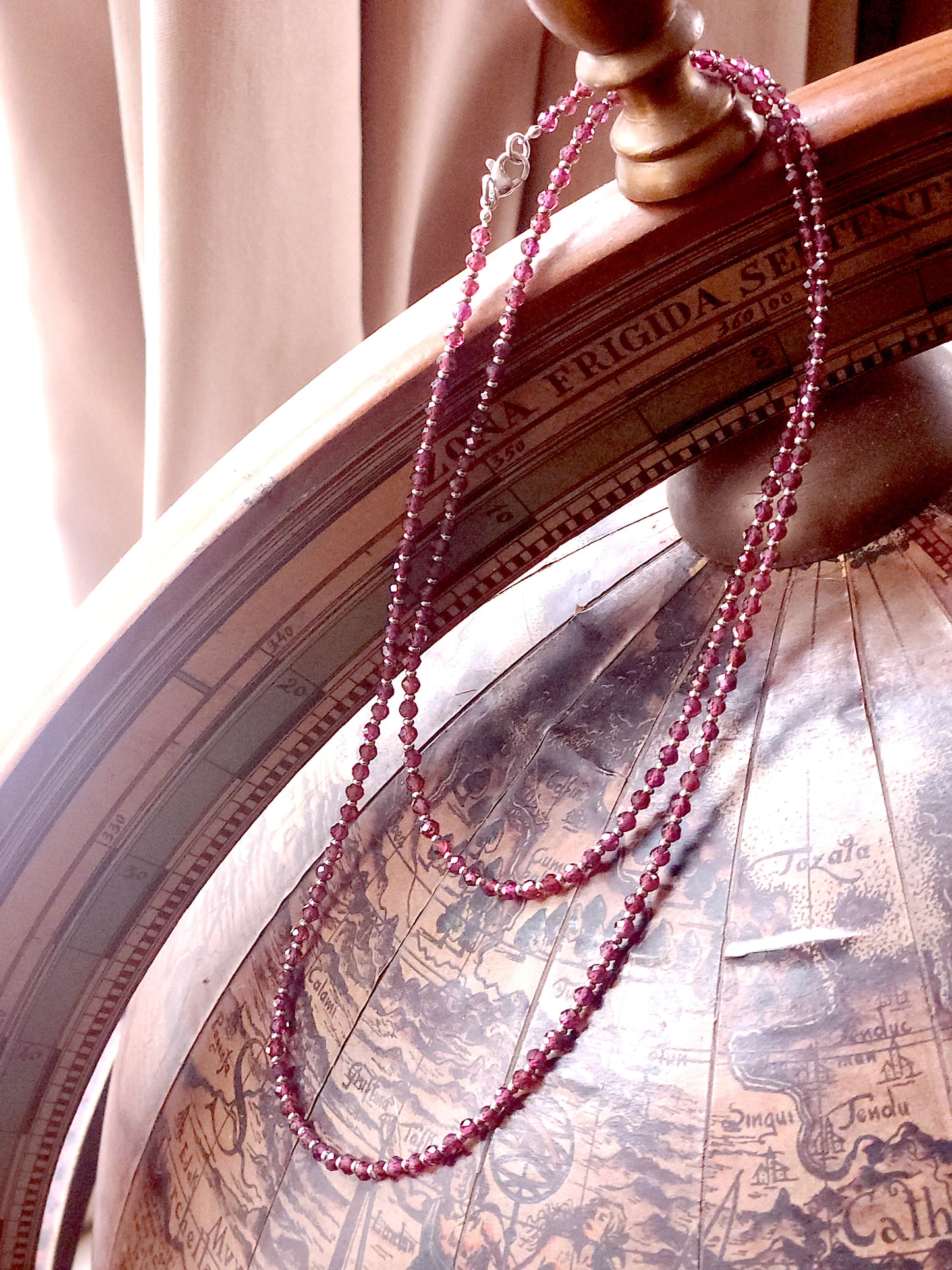 Garnet Faceted Double Necklace 30 inch