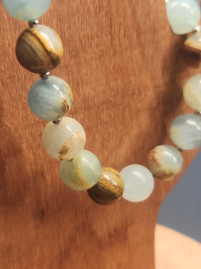 Blue Onyx Stainless Cable Bracelet BOB-001S