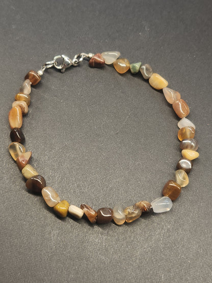 Petrified Wood Stainless Cable Bracelet PWC-001S