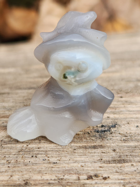 Agate Cat on a Broomstick mini-carving