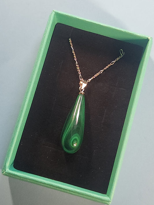 Malachite 925 Sterling Silver Teardrop Necklace