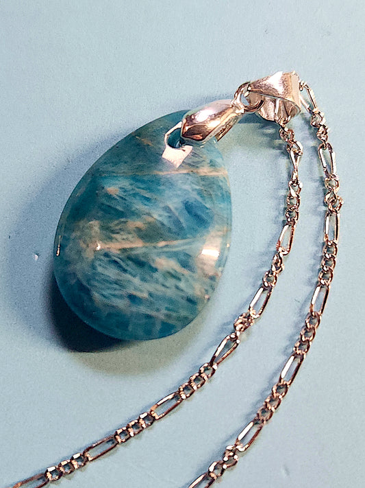 Blue Apatite Sterling Silver Necklace NKBA-001S-5