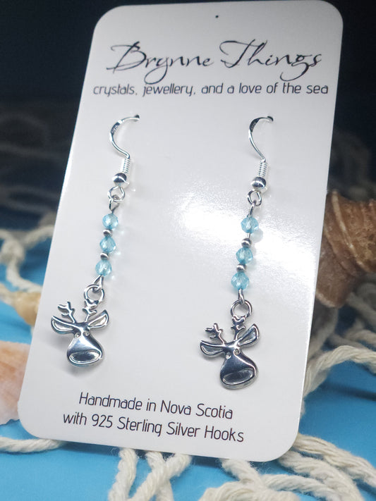 Topaz Faceted Earrings with Moose Charm