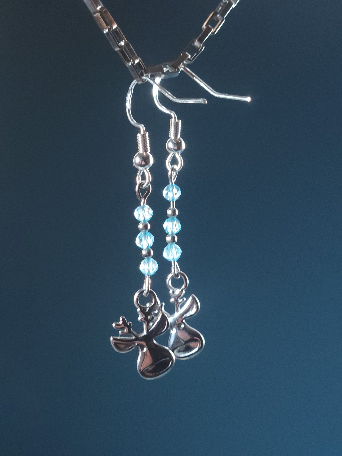 Topaz Faceted Earrings with Moose Charm