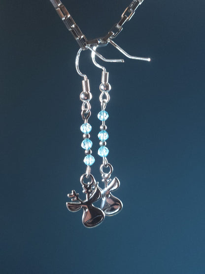 Topaz Faceted Earrings with Moose Charm
