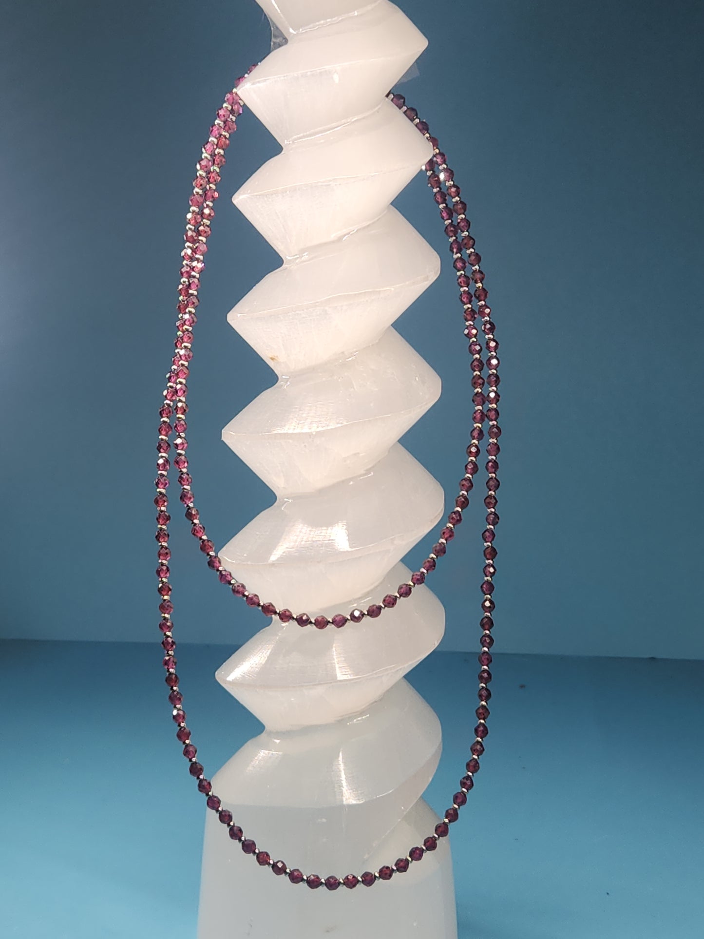 Garnet Faceted Double Necklace 30 inch