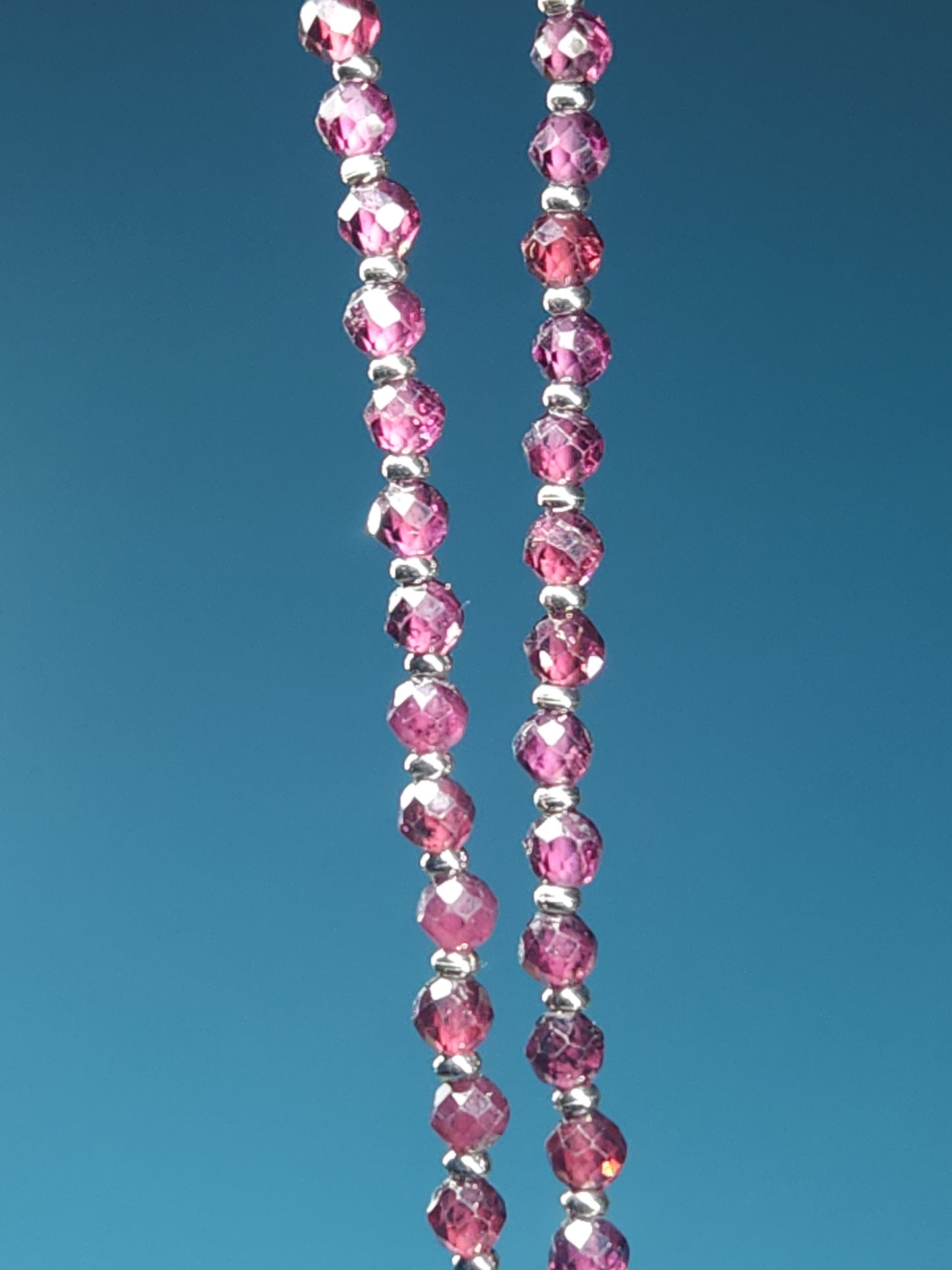 Garnet Faceted Double Necklace 30 inch