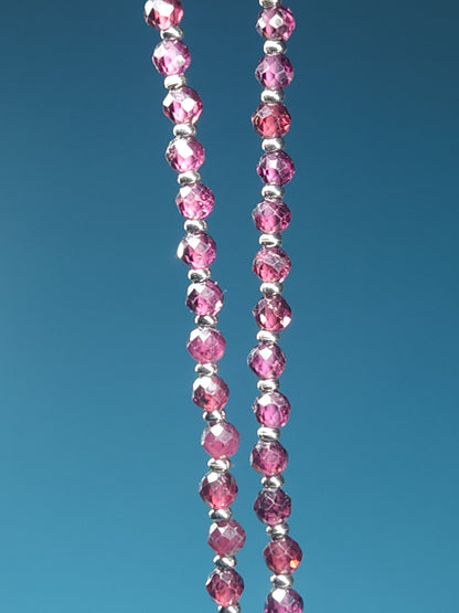 Garnet Faceted Double Necklace 30 inch