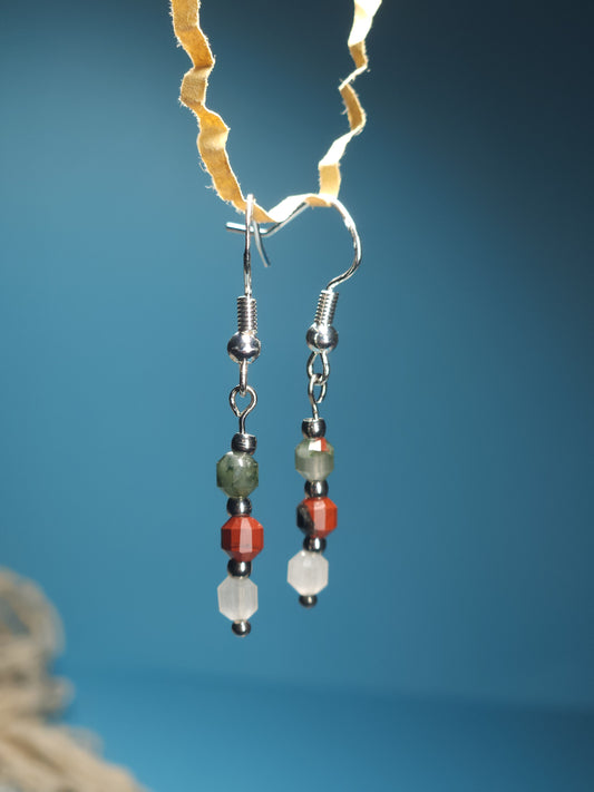 African Bloodstone Faceted Barrel Earrings (3 styles)