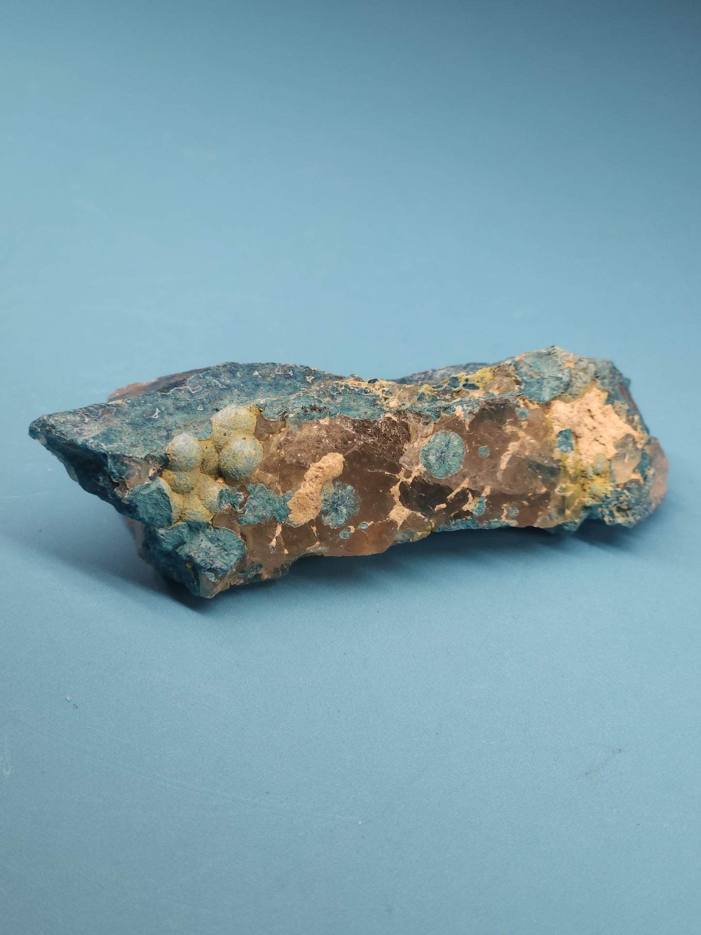 Botryoidal Shattuckite and Smoky Quartz Specimen 43g