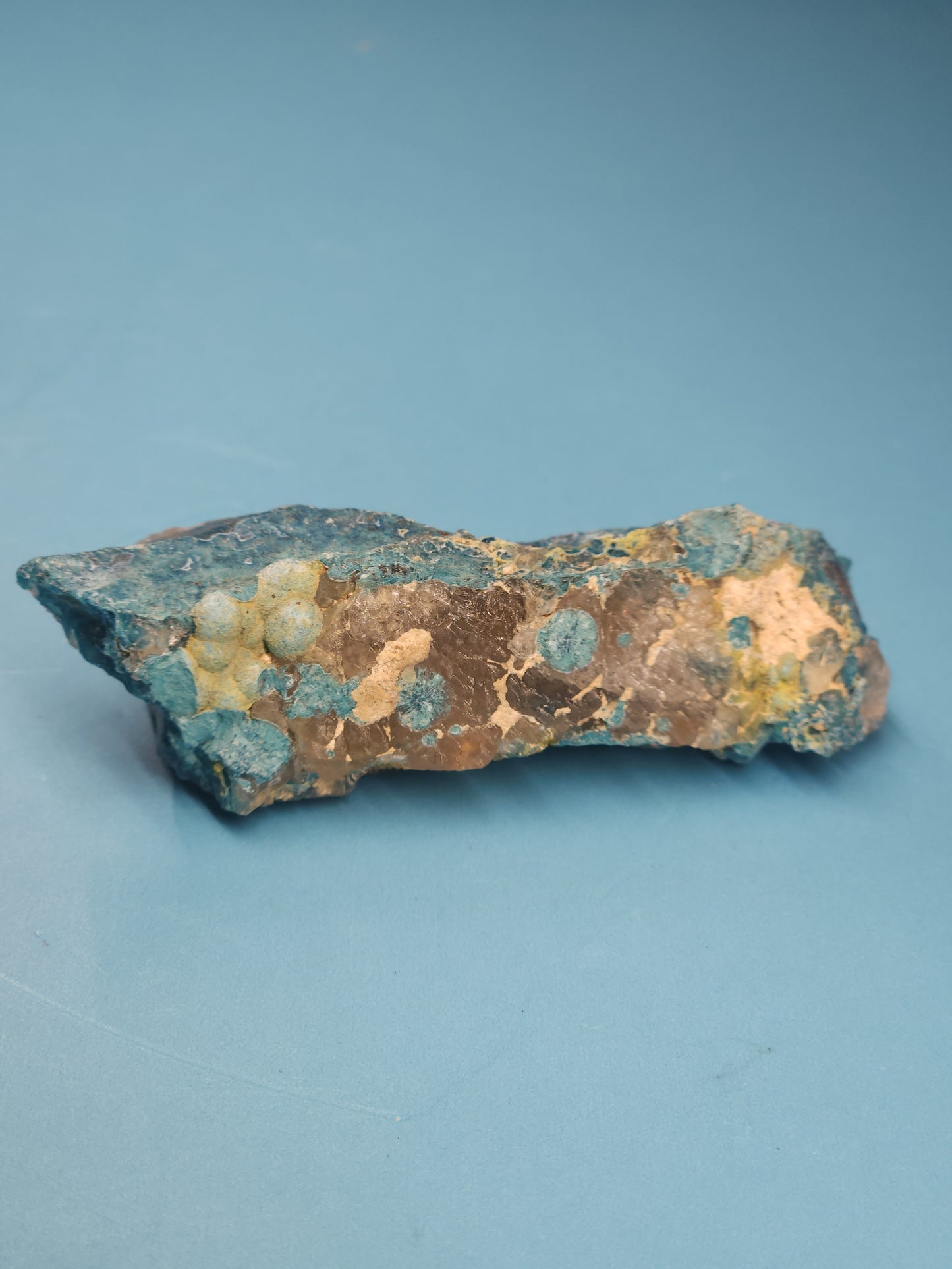 Botryoidal Shattuckite and Smoky Quartz Specimen 43g