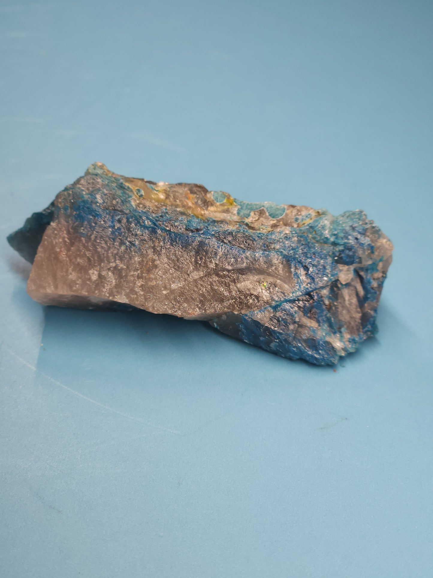 Botryoidal Shattuckite and Smoky Quartz Specimen 43g