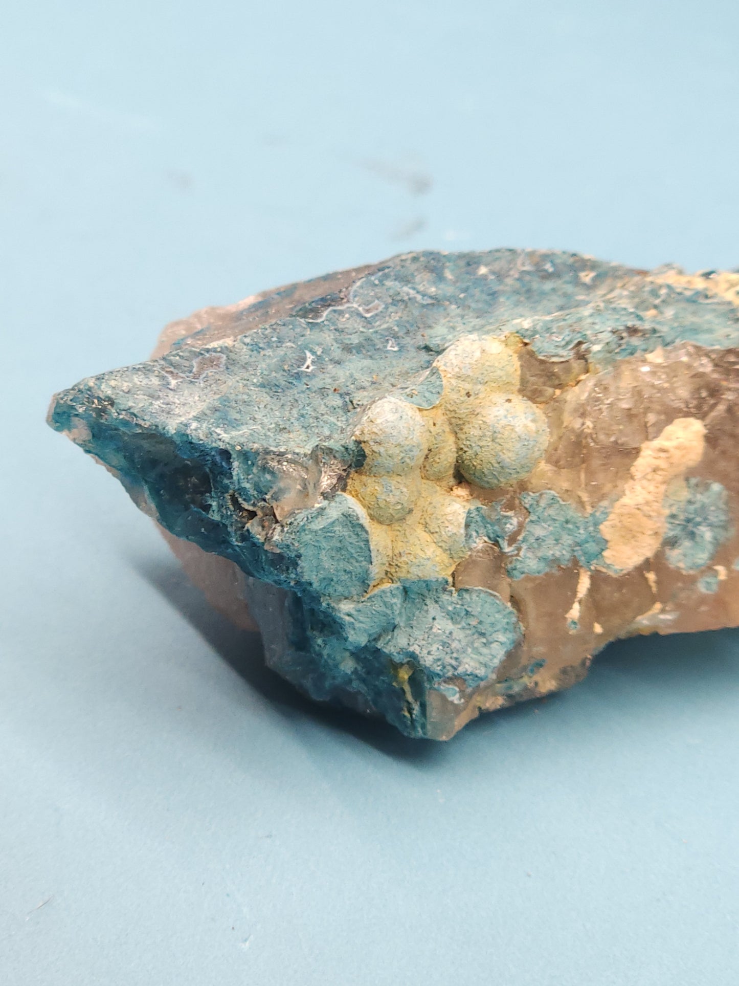 Botryoidal Shattuckite and Smoky Quartz Specimen 43g