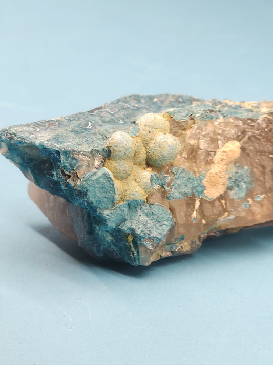 Botryoidal Shattuckite and Smoky Quartz Specimen 43g