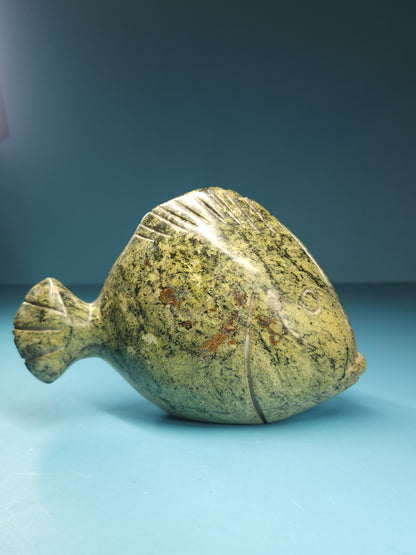Leopard Stone Serpentine Fish Carving 708g