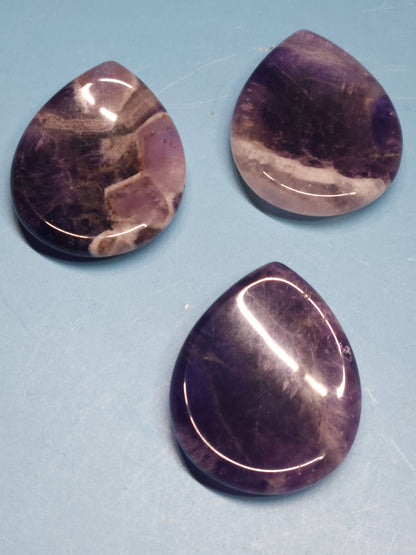 Chevron Amethyst Teardrop Worry Stones