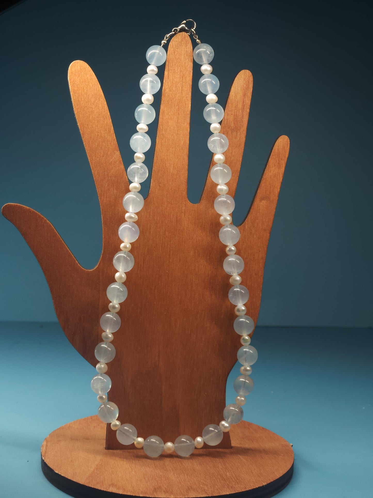 Aquamarine and Freshwater Pearl Necklace