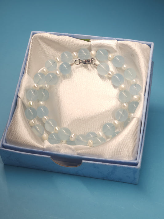 Aquamarine and Freshwater Pearl Necklace