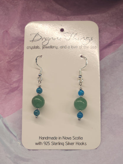 Green Aventurine and Blue Apatite Earrings