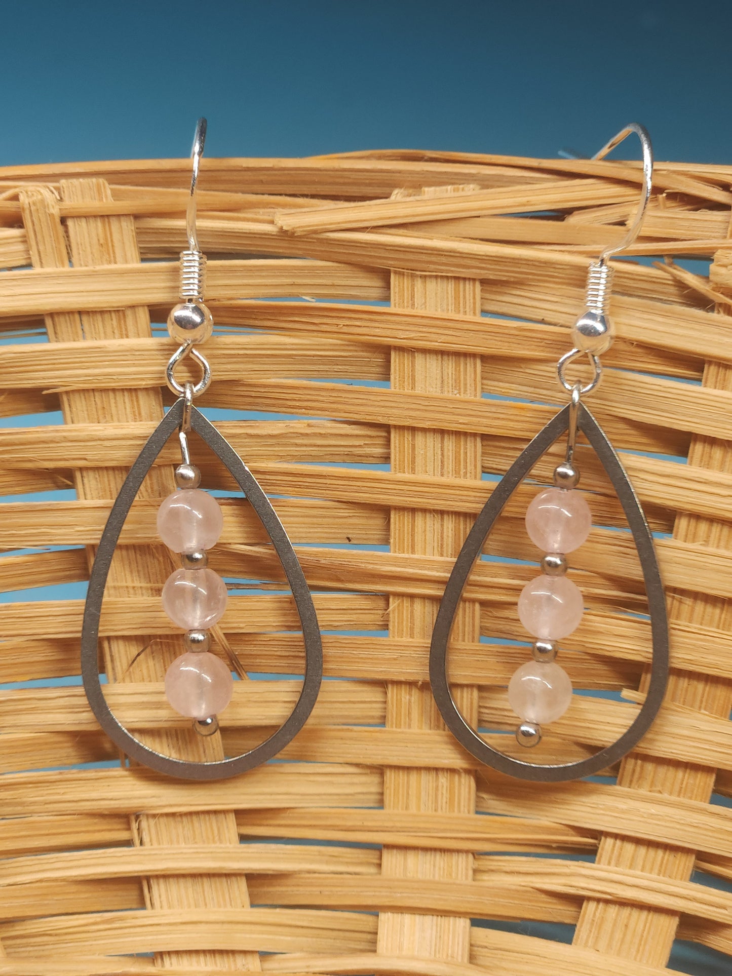 Rose Quartz Teardrop Earrings