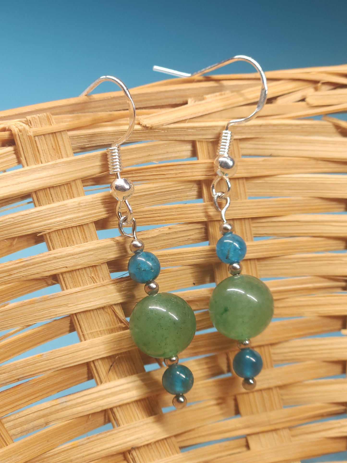 Green Aventurine and Blue Apatite Earrings