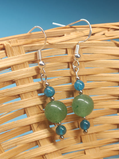 Green Aventurine and Blue Apatite Earrings