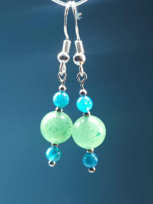 Green Aventurine and Blue Apatite Earrings