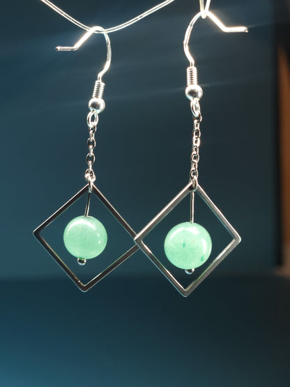 Green Aventurine Diamond Earrings