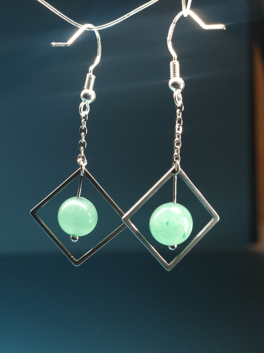 Green Aventurine Diamond Earrings