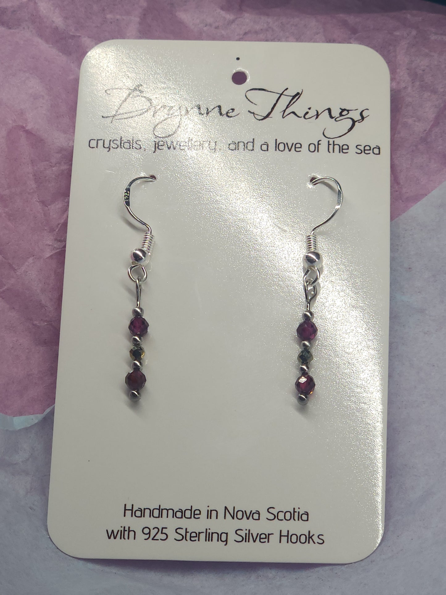 Garnet and Pyrite Faceted Earrings